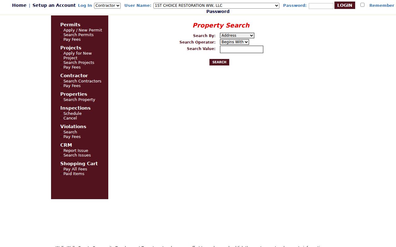 Walla Walla eTRAKiT parcel and permit search