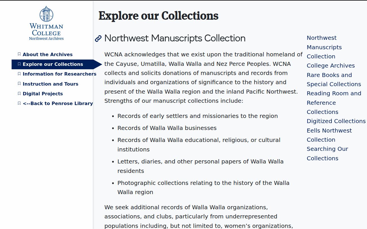Whitman Archives Walla Walla directories and local history collections
